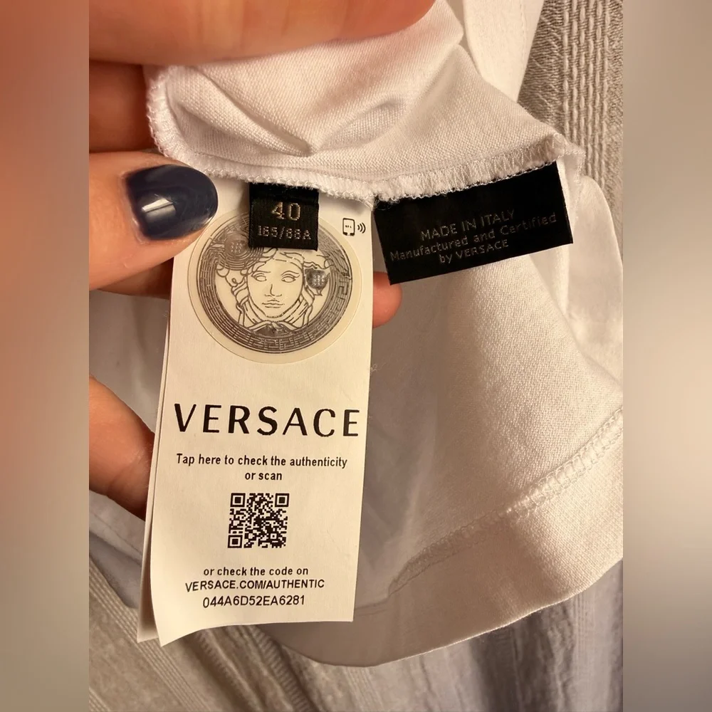 Versace Classic White Tee w/ Safety Pin Print - Picture 5 of 8